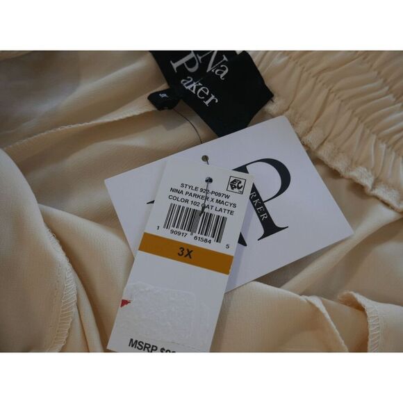 Nina Parker Plus 3X Sequin Stripe Wide Leg Pants Cream Pull-On Lounge - Picture 6 of 7